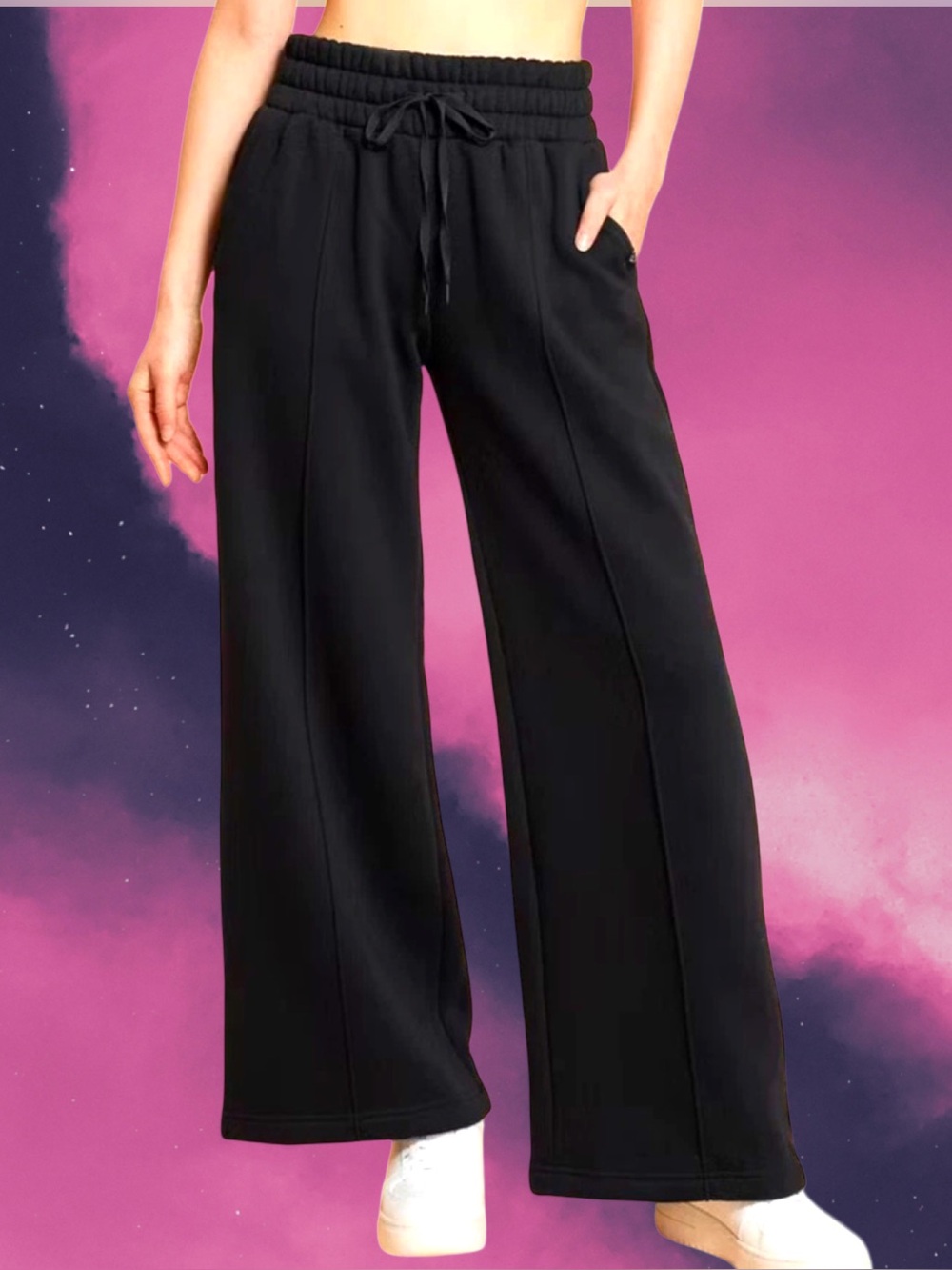 Blogilates Women’s plus-size Black High-waisted Fleece Wide-Leg Sweatpants💜💜3X